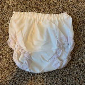 White ruffle baby bloomers